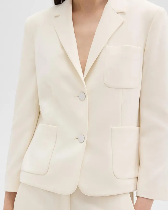 Theory Blazers Jackets Boxy Patch Pocket Blazer In Admiral Crepe Rice 8211 Women