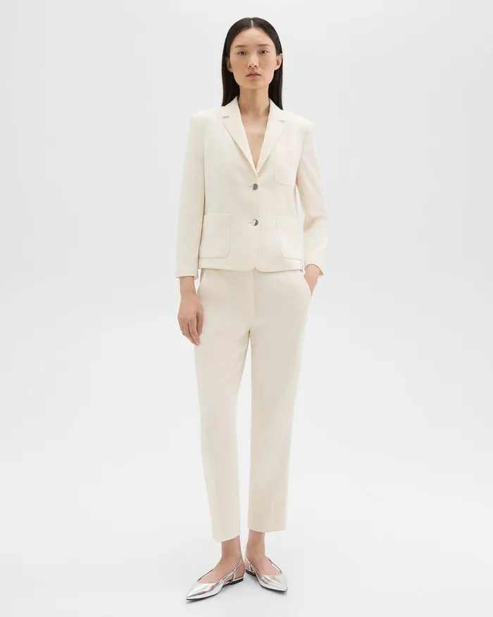 Theory Blazers Jackets Boxy Patch Pocket Blazer In Admiral Crepe Rice 8211 Women