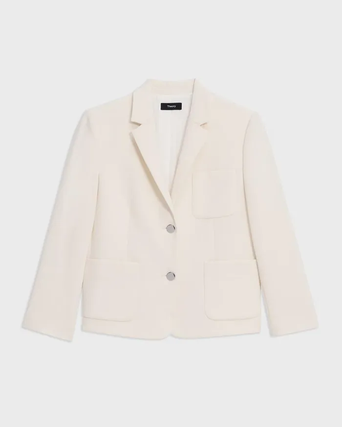 Theory Blazers Jackets Boxy Patch Pocket Blazer In Admiral Crepe Rice 8211 Women