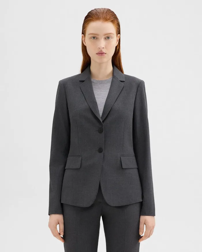 Theory Blazers Jackets Carissa Blazer In Good Wool Charcoal Melange 8211 Women