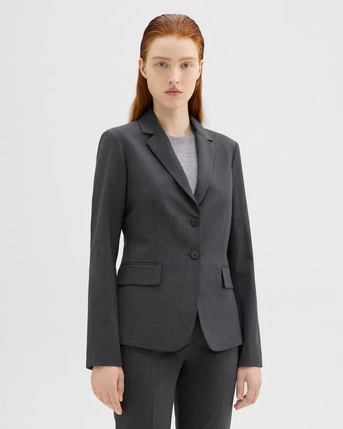 Theory Blazers Jackets Carissa Blazer In Good Wool Charcoal Melange 8211 Women