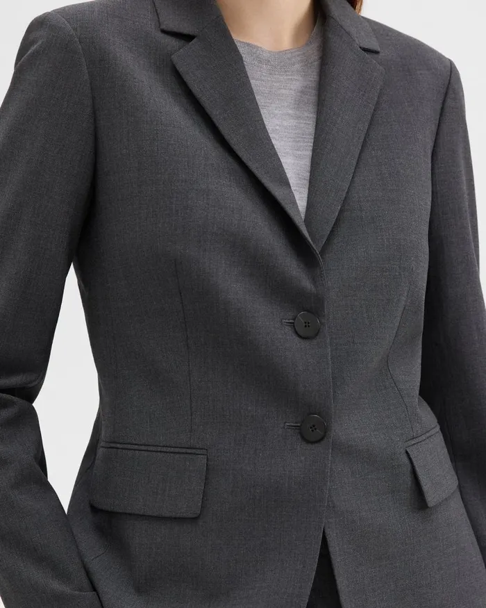 Theory Blazers Jackets Carissa Blazer In Good Wool Charcoal Melange 8211 Women