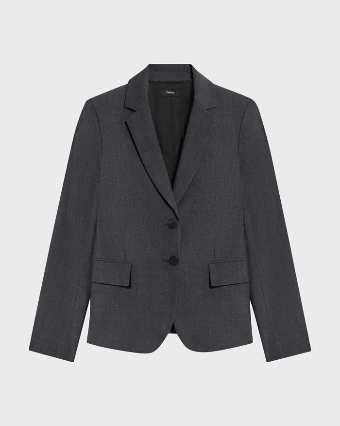 Theory Blazers Jackets Carissa Blazer In Good Wool Charcoal Melange 8211 Women