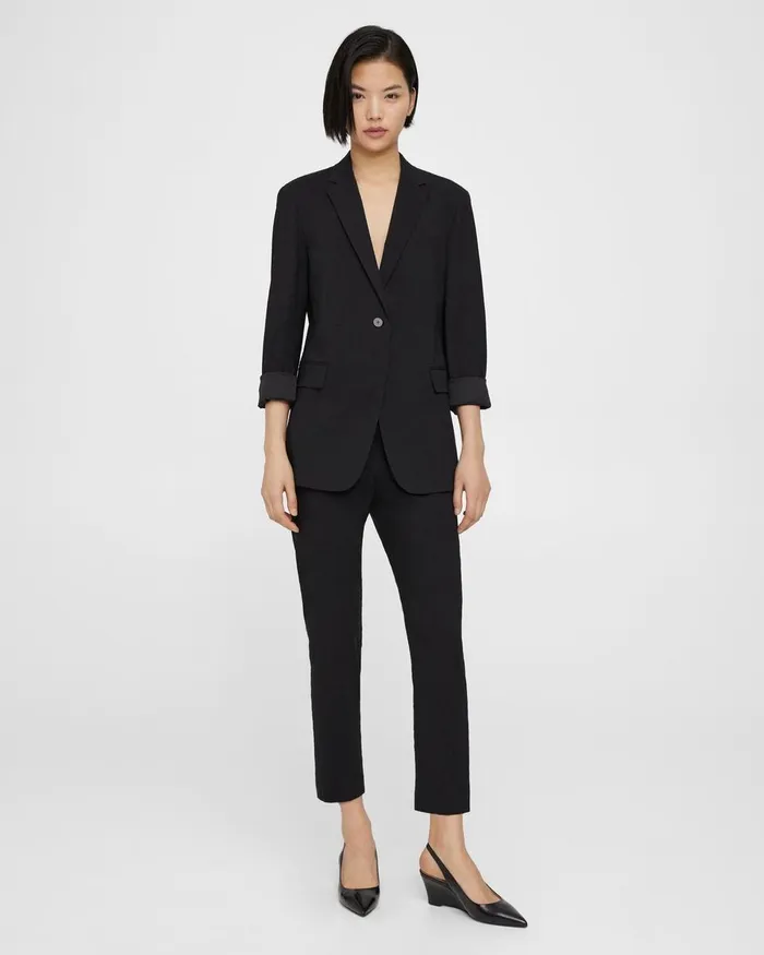 Theory Blazers Jackets Rolled Sleeve Blazer In Good Linen Black 8211 Women