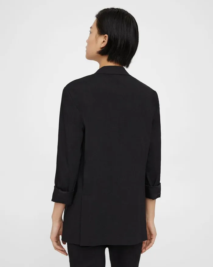 Theory Blazers Jackets Rolled Sleeve Blazer In Good Linen Black 8211 Women