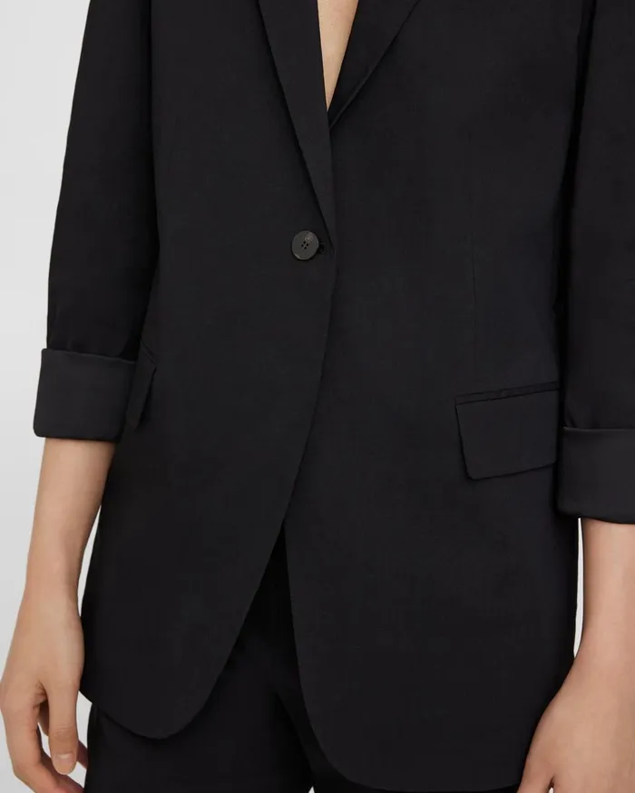 Theory Blazers Jackets Rolled Sleeve Blazer In Good Linen Black 8211 Women