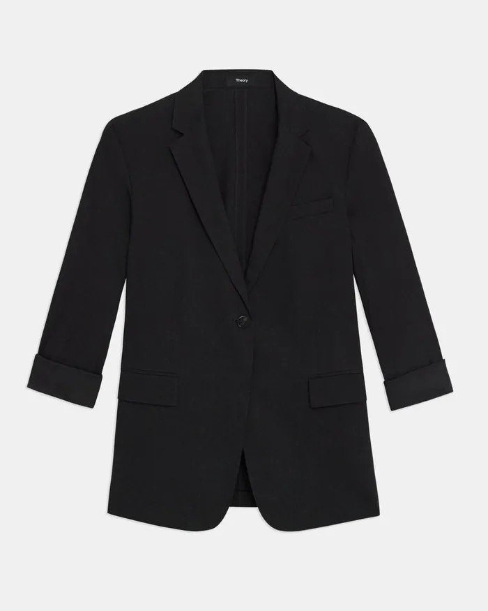 Theory Blazers Jackets Rolled Sleeve Blazer In Good Linen Black 8211 Women