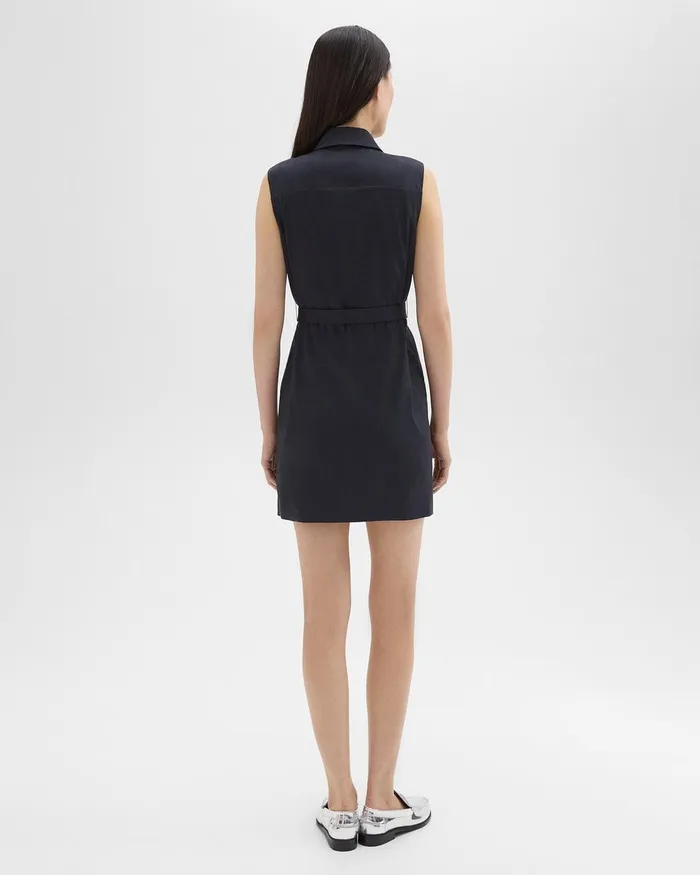 Theory Dresses Belted Military Dress In Good Linen Concord 8211 Women