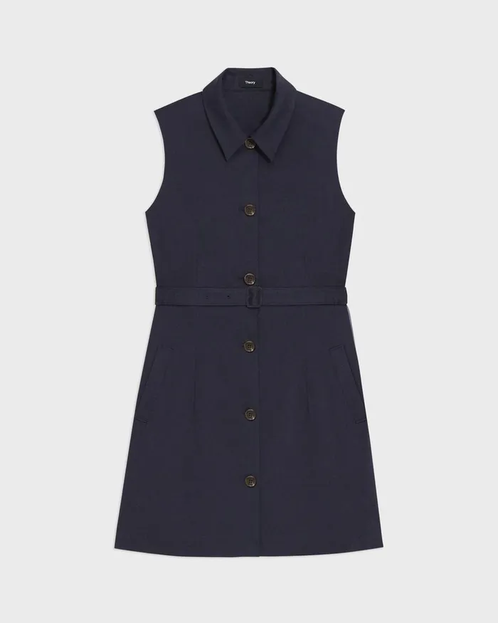 Theory Dresses Belted Military Dress In Good Linen Concord 8211 Women