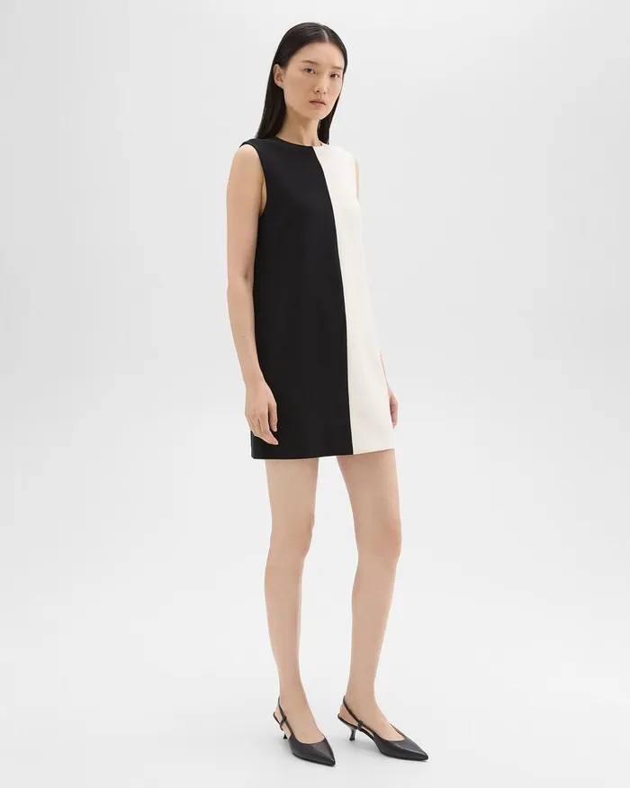 Theory Dresses Split Sleeveless Shift Dress In Admiral Crepe Blackrice 8211 Women