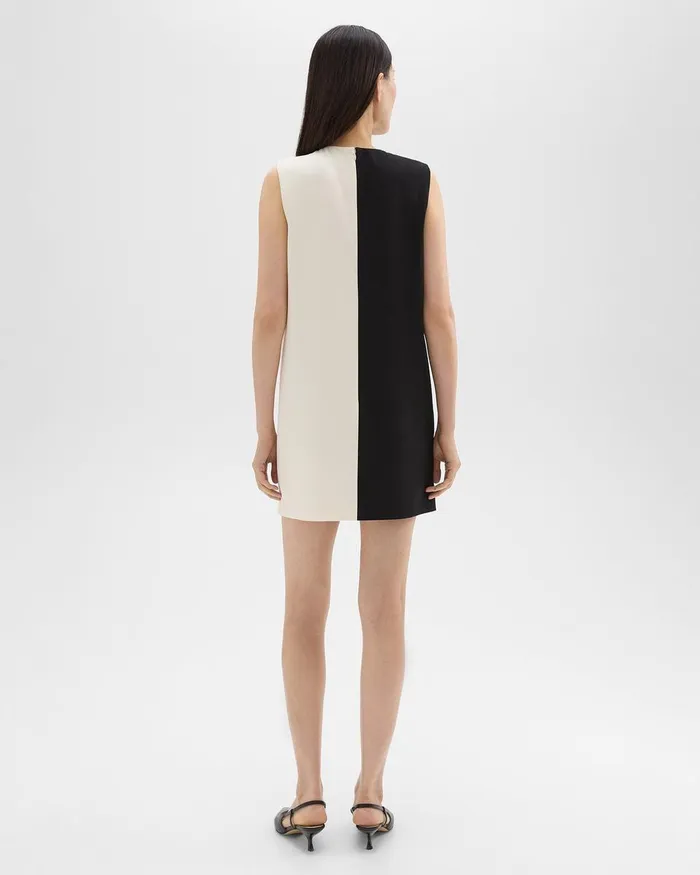 Theory Dresses Split Sleeveless Shift Dress In Admiral Crepe Blackrice 8211 Women
