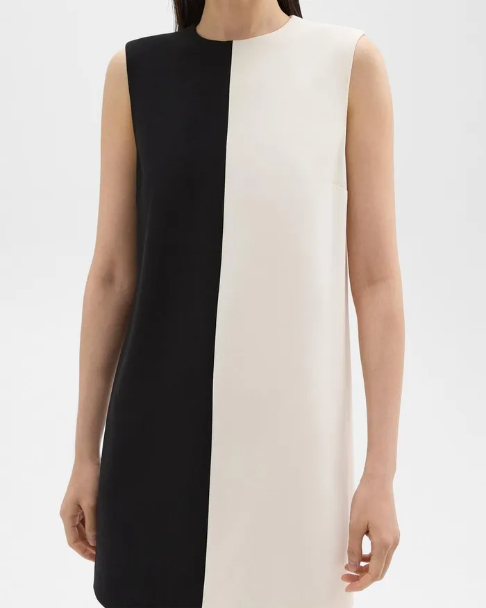 Theory Dresses Split Sleeveless Shift Dress In Admiral Crepe Blackrice 8211 Women