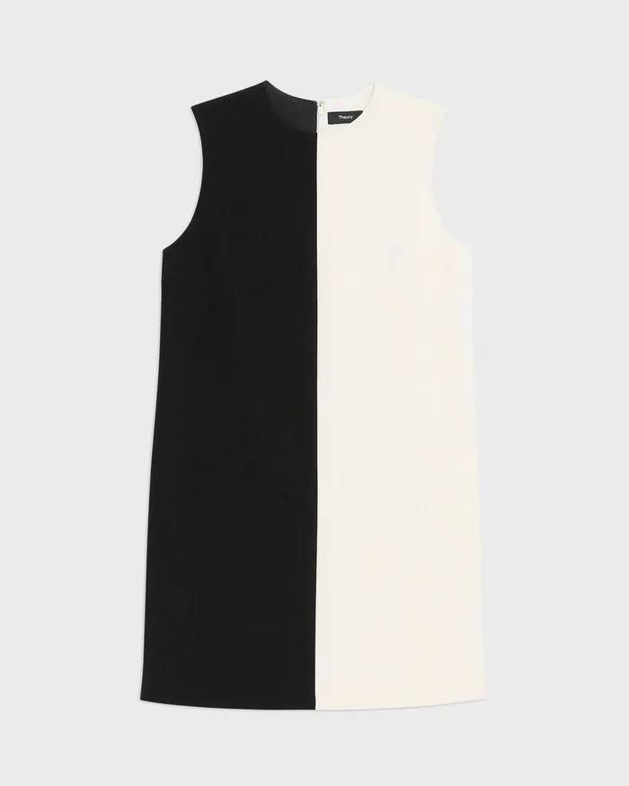 Theory Dresses Split Sleeveless Shift Dress In Admiral Crepe Blackrice 8211 Women