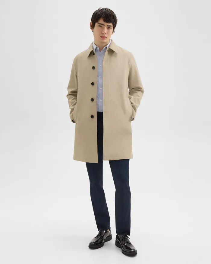 Theory Outerwear Car Coat In Cotton Twill Khaki 8211 Men