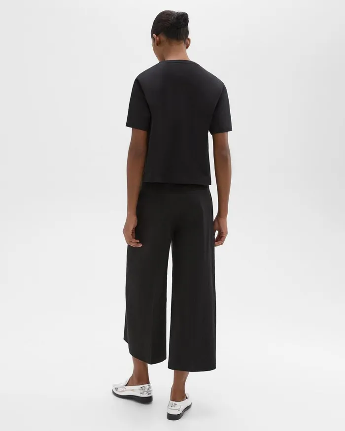 Theory Pants Cropped WideLeg Pant In Good Linen Black 8211 Women