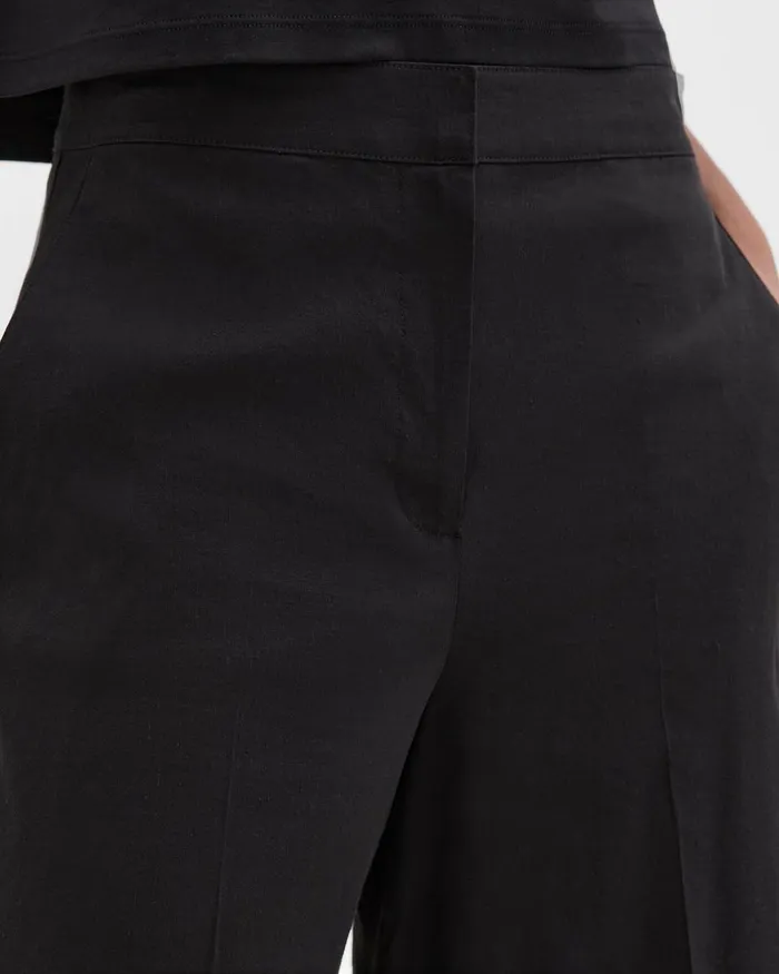 Theory Pants Cropped WideLeg Pant In Good Linen Black 8211 Women
