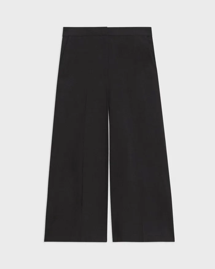Theory Pants Cropped WideLeg Pant In Good Linen Black 8211 Women