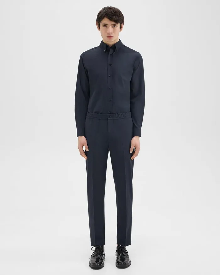 Theory Pants Larin Drawstring Pant In Stretch Wool Navy 8211 Men