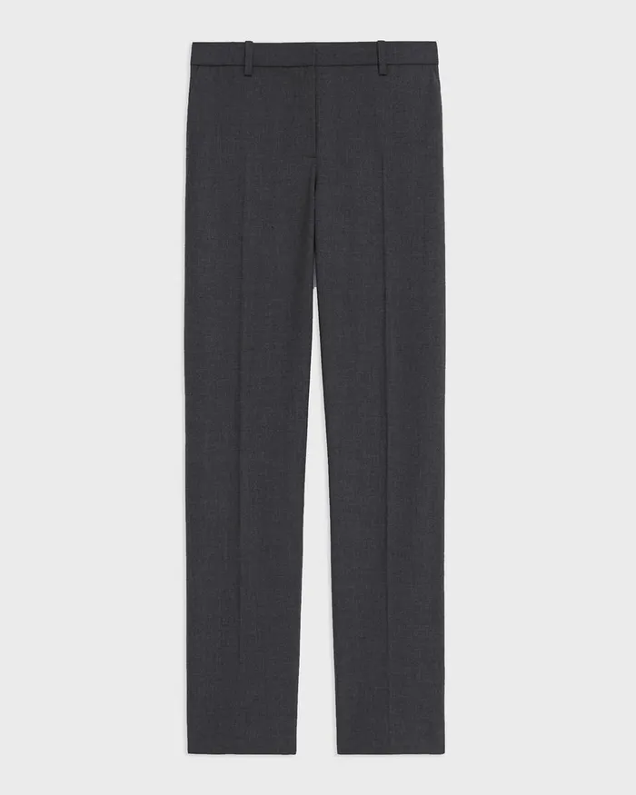 Theory Pants Treeca Full Length Pant In Good Wool Charcoal Melange 8211 Women