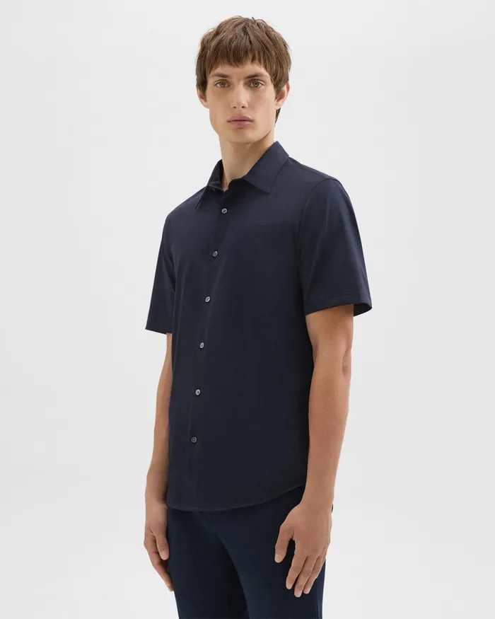 Theory Shirts Irving ShortSleeve Shirt In Structure Knit Eclipse 8211 Men
