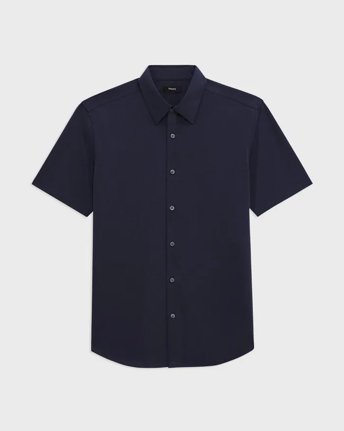 Theory Shirts Irving ShortSleeve Shirt In Structure Knit Eclipse 8211 Men
