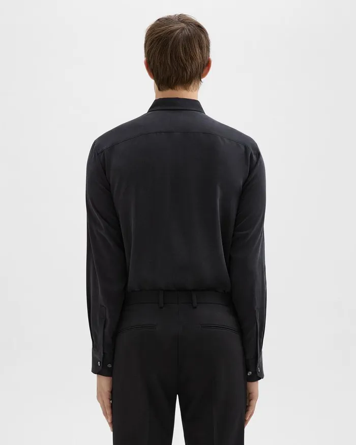 Theory Shirts Military Shirt In Fluid Twill Black 8211 Men