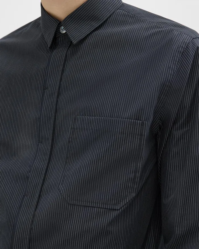 Theory Shirts Striped CottonBlend Shirt Black Multi 8211 Men