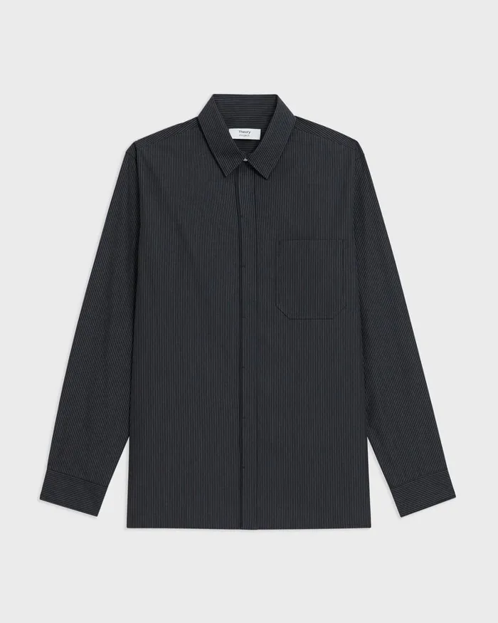 Theory Shirts Striped CottonBlend Shirt Black Multi 8211 Men