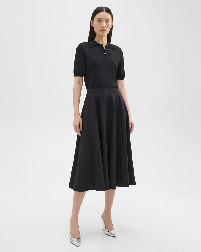 Theory Skirts Full Midi Skirt In Crepe Black 8211 Women