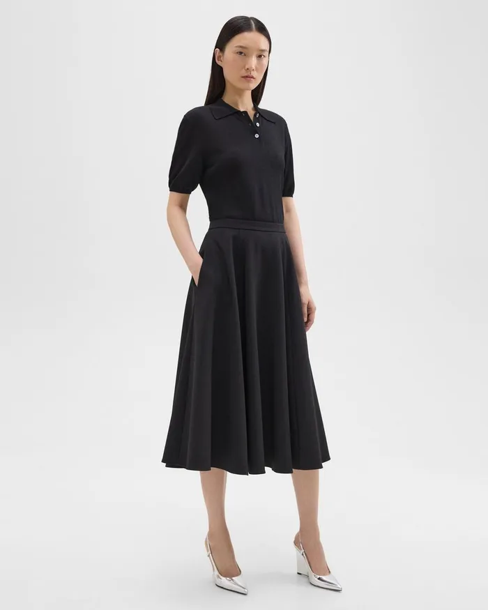 Theory Skirts Full Midi Skirt In Crepe Black 8211 Women