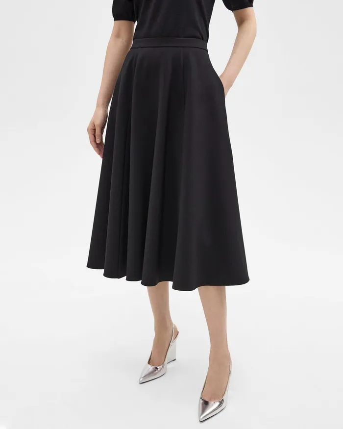 Theory Skirts Full Midi Skirt In Crepe Black 8211 Women