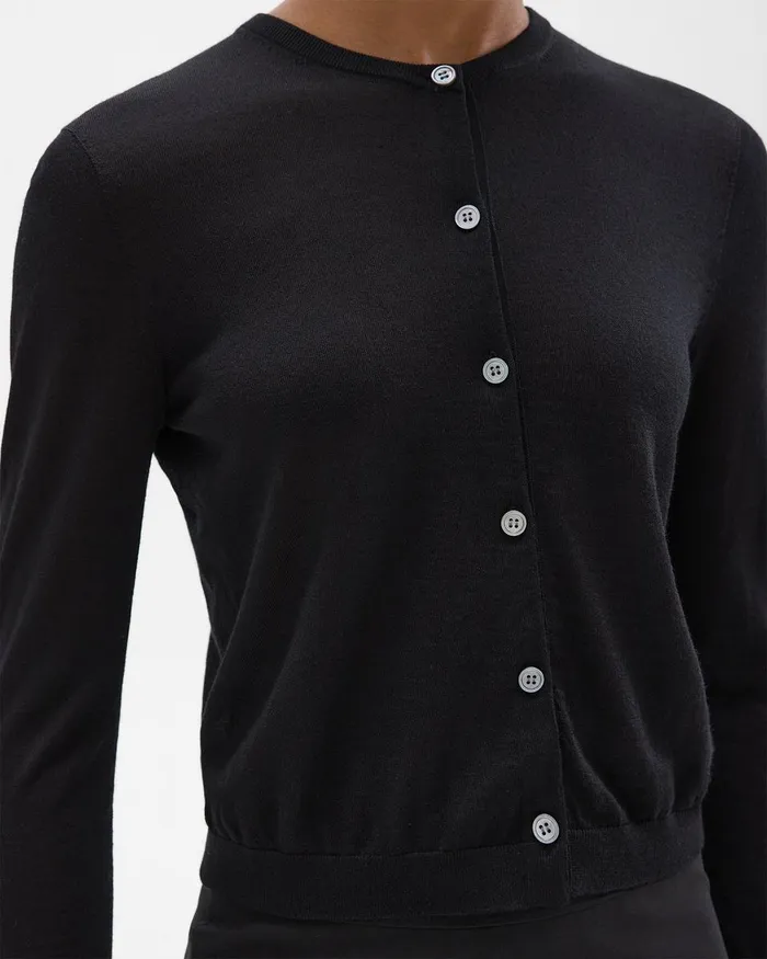 Theory Sweaters Cardigans Crewneck Cardigan In Regal Wool Black 8211 Women