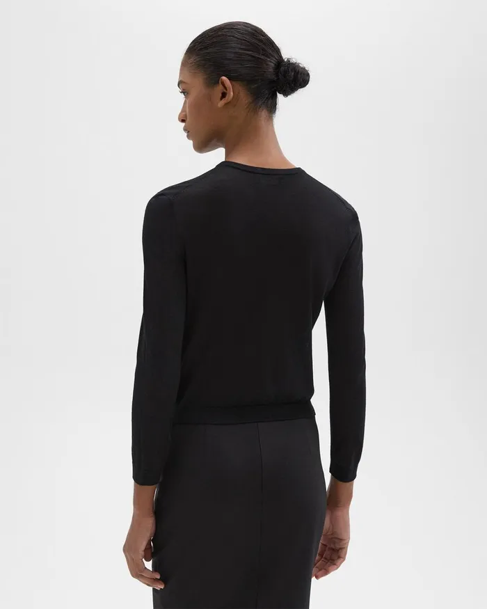 Theory Sweaters Cardigans Crewneck Cardigan In Regal Wool Black 8211 Women