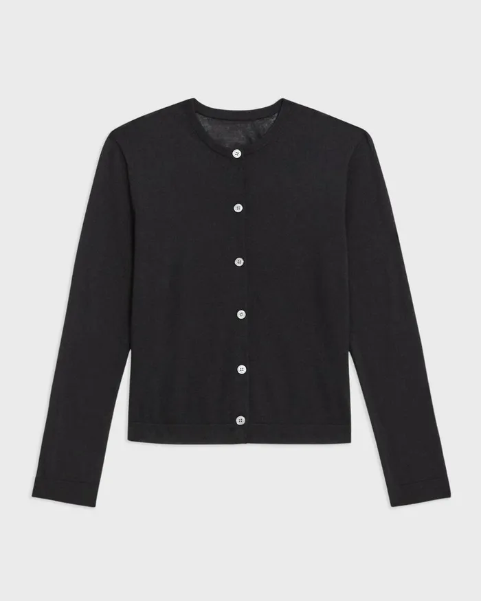 Theory Sweaters Cardigans Crewneck Cardigan In Regal Wool Black 8211 Women