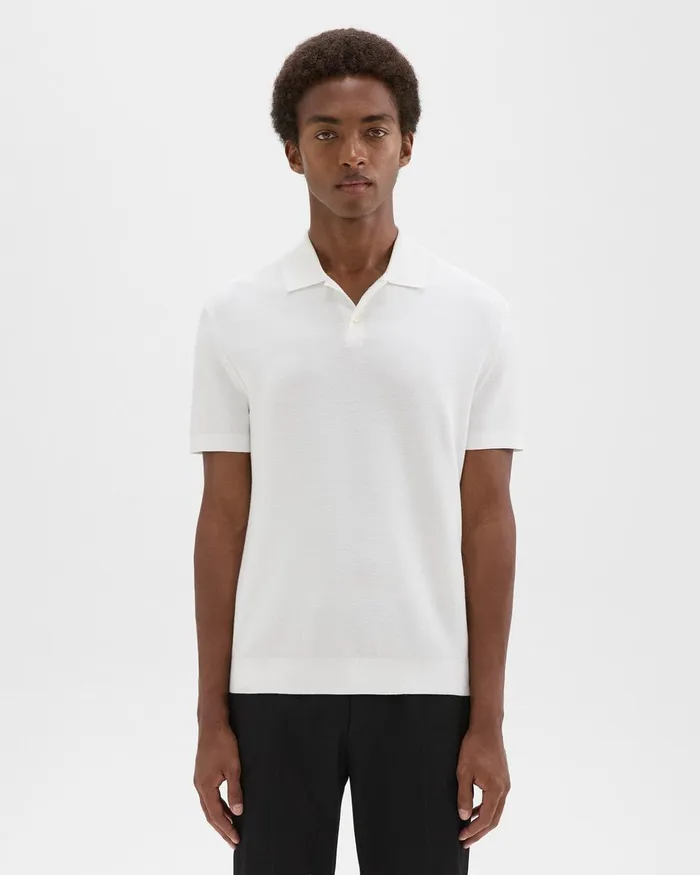 Theory Sweaters Cardigans Goris Piqu Polo Shirt In Light Bilen White 8211 Men