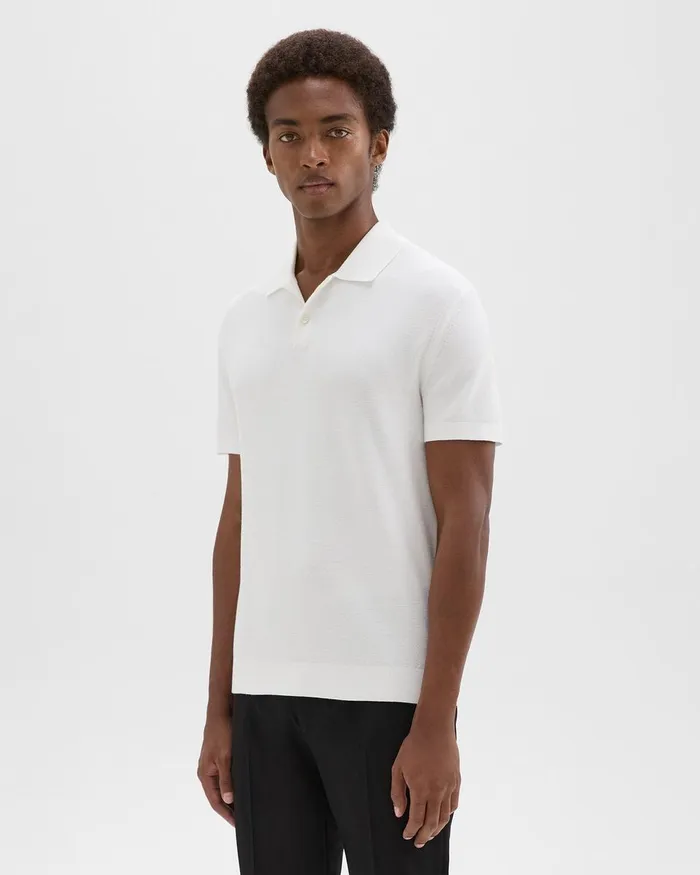 Theory Sweaters Cardigans Goris Piqu Polo Shirt In Light Bilen White 8211 Men