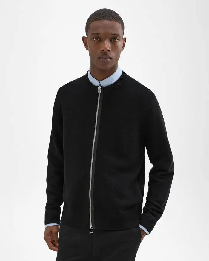 Theory Sweaters Cardigans NylonWool Combo Cardigan Black 8211 Men