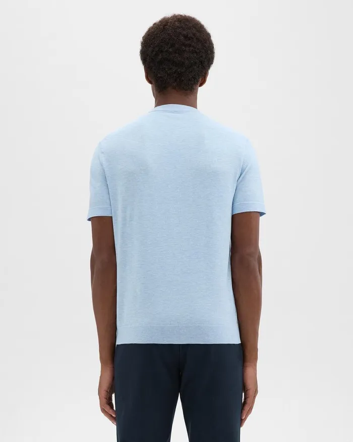 Theory Sweaters Cardigans Sarior ShortSleeve Sweater In Light Bilen Skylight Melange 8211 Men