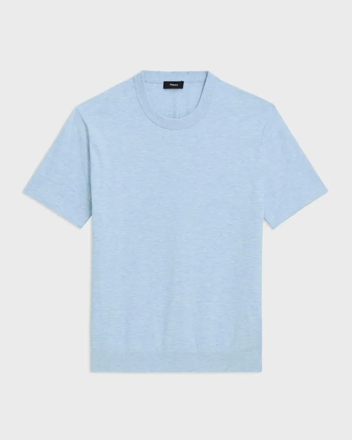 Theory Sweaters Cardigans Sarior ShortSleeve Sweater In Light Bilen Skylight Melange 8211 Men