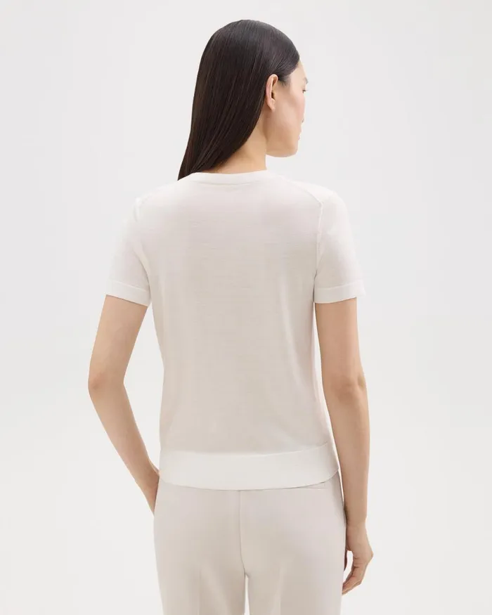 Theory Sweaters Cardigans ShortSleeve Sweater In Regal Wool New Ivory 8211 Women