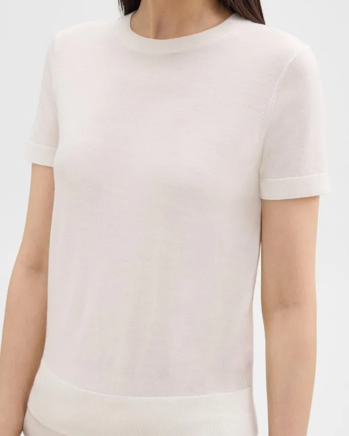 Theory Sweaters Cardigans ShortSleeve Sweater In Regal Wool New Ivory 8211 Women