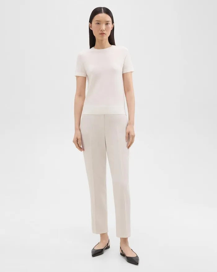 Theory Sweaters Cardigans ShortSleeve Sweater In Regal Wool New Ivory 8211 Women