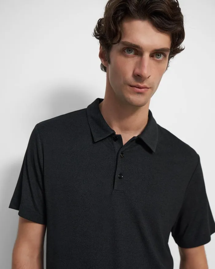 Theory Tshirts Polos Bron Polo Shirt In Anemone Modal Jersey Black Multi 8211 Men