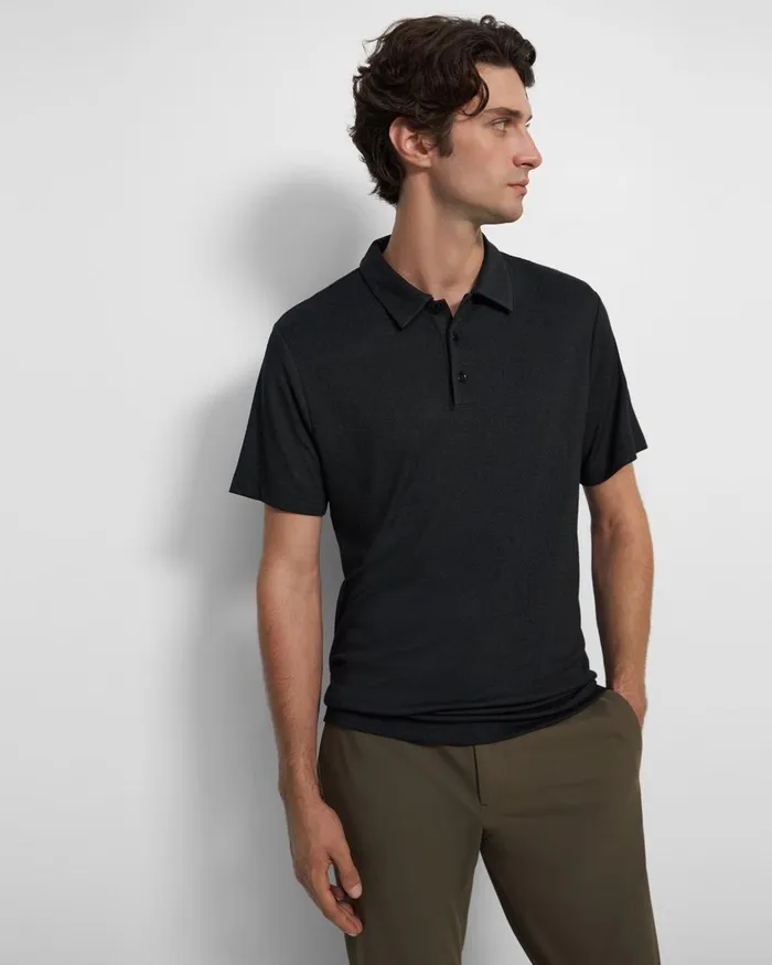 Theory Tshirts Polos Bron Polo Shirt In Anemone Modal Jersey Black Multi 8211 Men