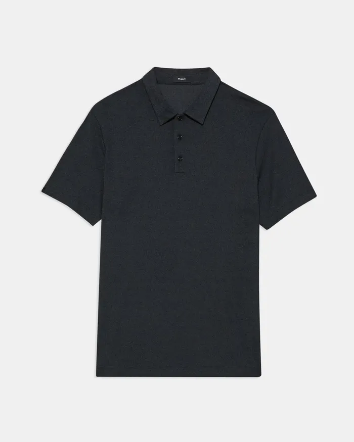 Theory Tshirts Polos Bron Polo Shirt In Anemone Modal Jersey Black Multi 8211 Men