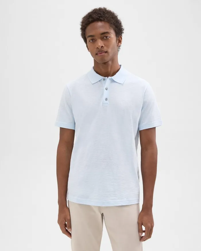 Theory Tshirts Polos Bron Polo Shirt In Cosmos Slub Cotton Skylight 8211 Men