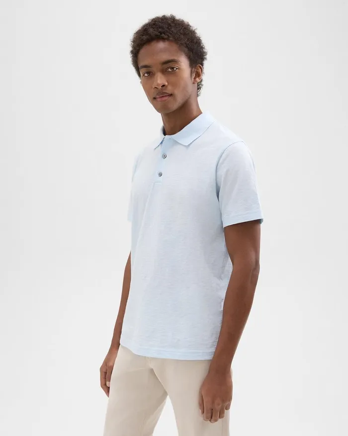 Theory Tshirts Polos Bron Polo Shirt In Cosmos Slub Cotton Skylight 8211 Men