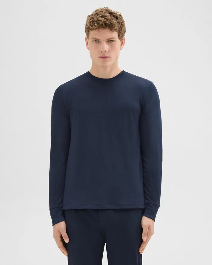 Theory Tshirts Polos Essential LongSleeve Tee In Anemone Modal Jersey Baltic 8211 Men