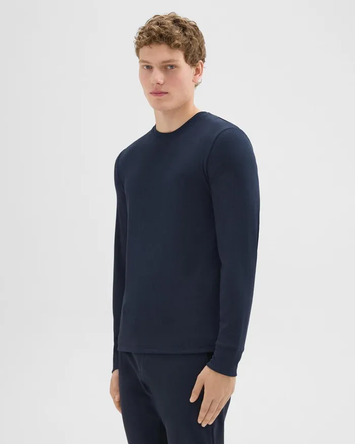 Theory Tshirts Polos Essential LongSleeve Tee In Anemone Modal Jersey Baltic 8211 Men