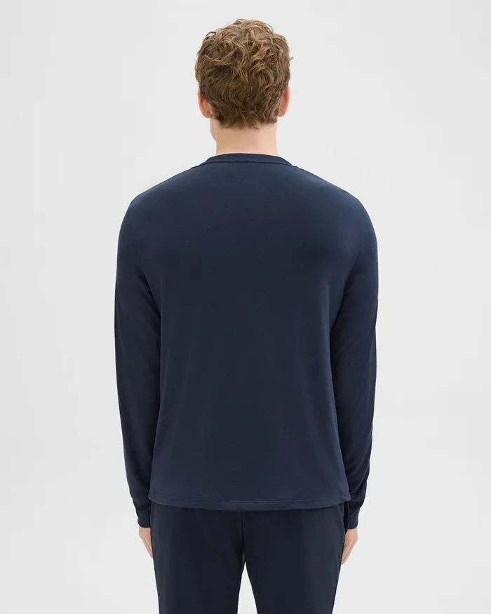 Theory Tshirts Polos Essential LongSleeve Tee In Anemone Modal Jersey Baltic 8211 Men